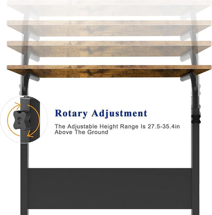 23.6 Inch End Table Computer Desk, Modern Simple Gaming Desk Home Office Desks, Writing Study Table Small Desk, Rustic Brown