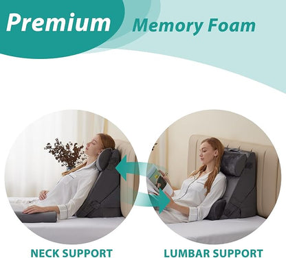 Adjustable 4pcs Bed Wedge Pillow Set, Memory Foam Wedge Pillows Post Surgery for Back, Neck, Leg Pain Relief, Pillow Wedge for Sleeping, Sitting up in Bed, Acid Reflux and GERD, Velvet