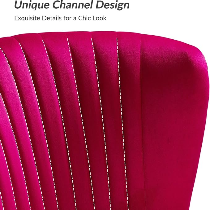 TINA'S HOME Contemporary Velvet Loveseat Sofa, Upholstered Loveseat Couch with Golden Metal Legs, Small Tufted 2-Seat Sofa Armless Love Seat for Living Room, Bedroom, Apartment Small Spaces, Fuchsia
