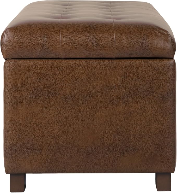 HomePop 46" Tufted Storage Bench - Antique Brown