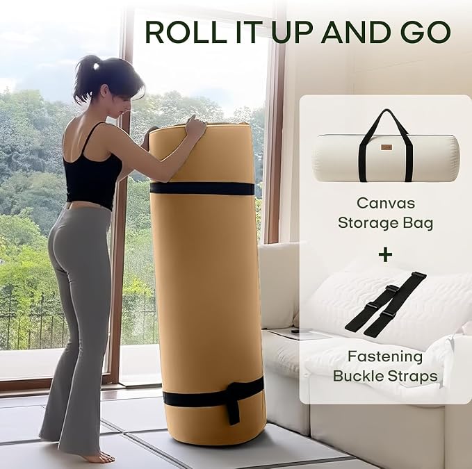 ZonLi Japanese Floor Futon Mattress Twin Size 75"x 39", 100% Cotton Cover 4'' Thicken Tatami Mattress, Foldable Sleeping Pad, Portable Dormitory Tatami Mat, Roll Up Floor Lounger Bed for Adult