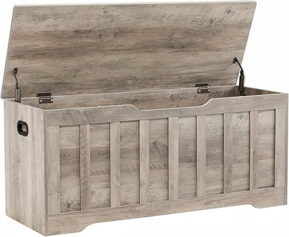VANKILEY 43.3" Storage Chest Extra Large,Storage Trunk with 2 Safety Hinges,Wooden Storage Bench,Shoe Bench,43.3x15.7x19.1 Inch,Easy Assembly,Storage Bench for Bedroom,Living Room,entryway(Greige).
