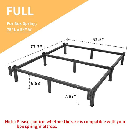 Superay Metal Bed Frame, 9-Leg Bed Base, 8 inches Support for Box Spring, Full, Easy Assembly, Black