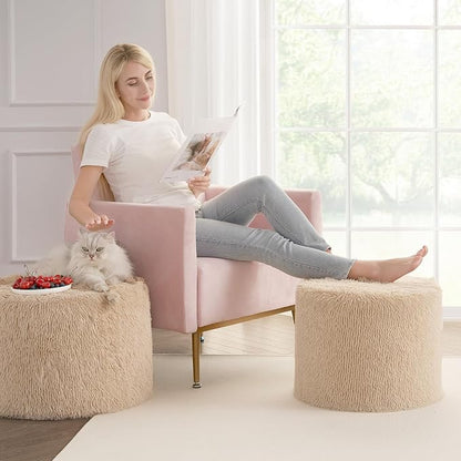 Hansleep Whole Foam Pouf Ottoman, Durable Sturdy Stool with Washable Cover Brown