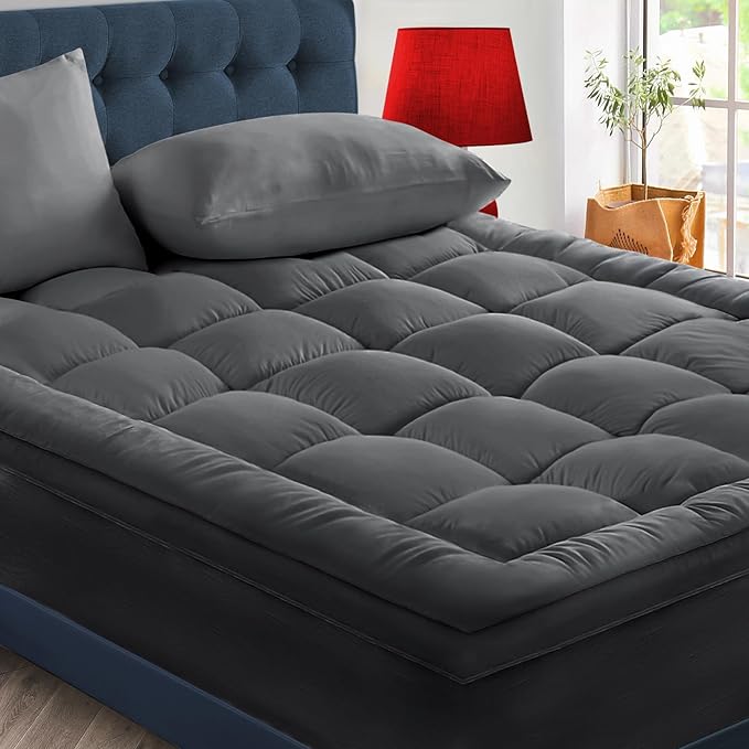 CYMULA King Size Mattress Topper - Extra Thick Cooling Mattress Pad Cover for Back Pain - Soft Mattress Protector Firm Bed Topper Pillow Top with 8-21 Inch Deep Pocket 3D Snow Down Alternative Fill