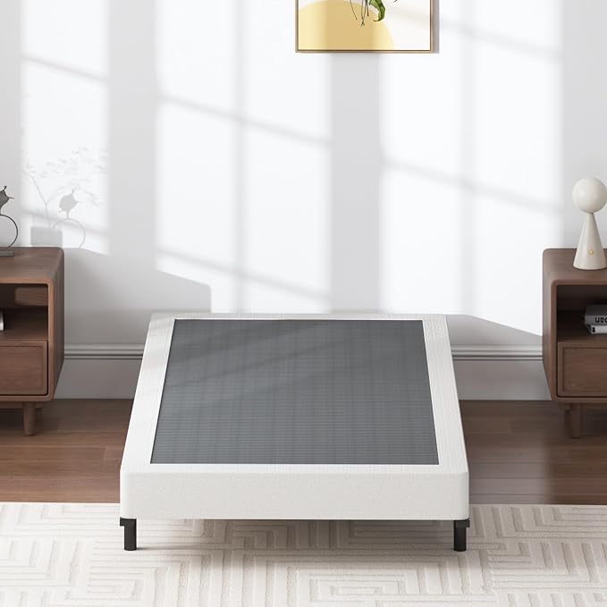 SHLAND Twin XL Box Springs Bed Base, 5 Inch Heavy Duty Metal Structure with Easy Clean Fabric Bed Cover, Non-Slip, Noise Free, Easy Assembly