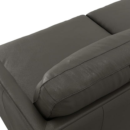 SIMPLIHOME Livingston 76" Wide x 33" High Sofa in Coal Top Grain Genuine Leather, Mid-Century Modern Loveseat for Living Room, Compact 2-Seater with Feather-Wrapped Cushions and Solid Wood Frame