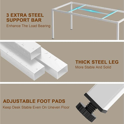 Computer Desk, 71 inches Desk & Workstations for Home Office, Writing Study Corner Desk, Modern Simple Style Laptop Table, Easy to Assemble, White