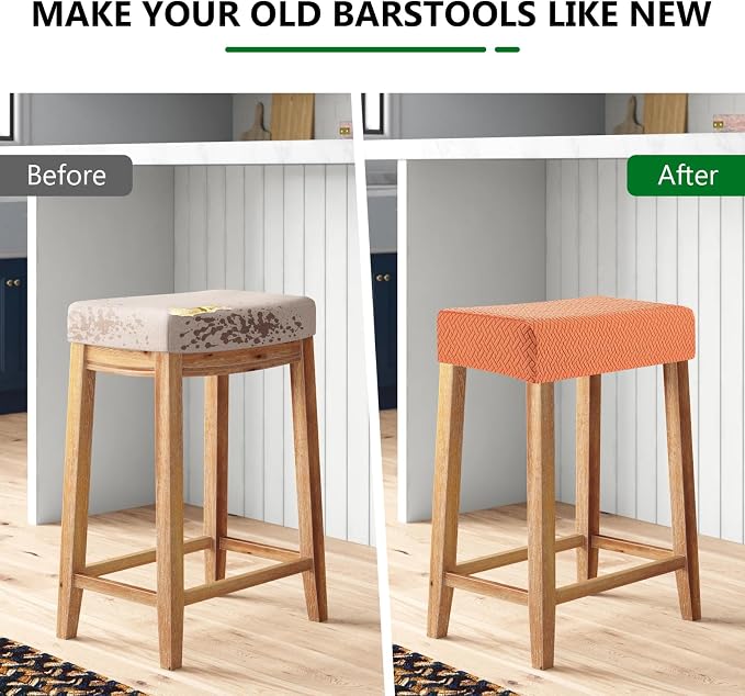 YISUN Stool Covers Rectangle - 4 Pack Stretch Waterproof Saddle Seat Cover Counter Bar Stools Bar Chairs Covers Kitchen Island Chairs Cushion Protector