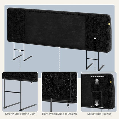 4.7" Upholstered Headboard for King Size Bed, Height Adjustable and Ergonomic Headboard, Easy Assemble, Sturdy and Durable, Starry Night Black