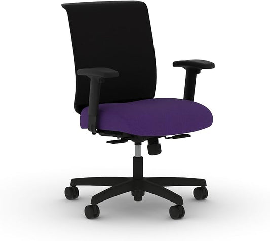 HON Convergence Ergonomic Office Chair with Mesh Back, Adjustable Arms, Lumbar Support, Synchro‑Tilt Desk Chair with Wheels for Home Office or Computer Use, Black Frame, Iris