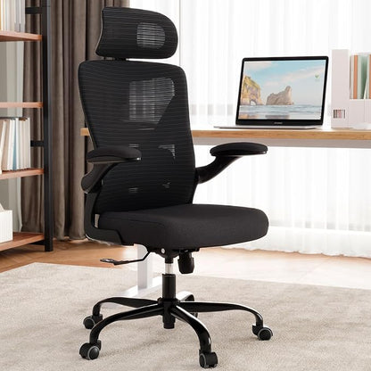 Ergonomic Office Chair - X-Shaped Computer Desk Chair Comfy, Gaming Chair, Office Chair with Lumbar Support, Mesh Office Chairs with Headrests, Desk Chair for Long Hours, Black Silver, Pack of 8