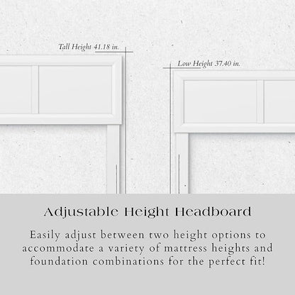 AFI, Sophia Adjustable Modern Queen Wood Headboard, White