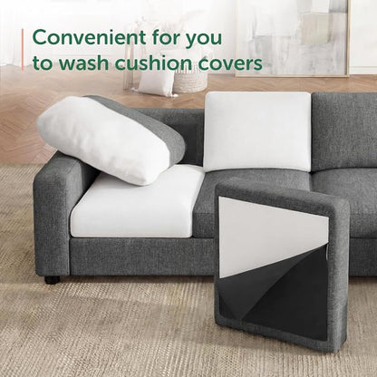 HONBAY Sectional Sofa with Storage, U Shape Sofa with Chaise, 7 Seater Sectional Couch for Living Room, Light Grey