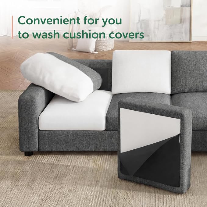 HONBAY Sectional Sofa, 6 Seats 80 Inch L Shaped Couch with Ottoman Pet-Friendly for Small Apartment Living Room, Light Grey
