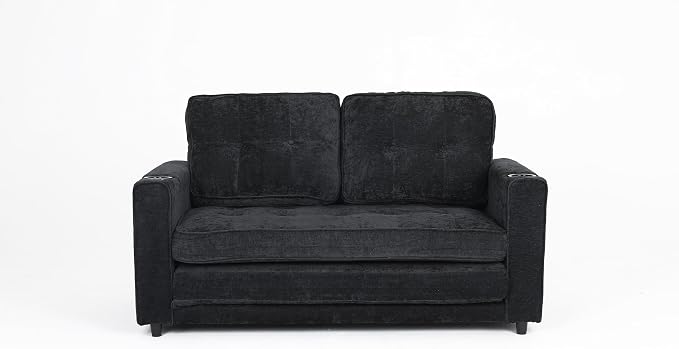 ERYE Foldable Loveseat Sofa Convertible Pull Out Sleeper Sofabed,2 Seat Tufted Upholstered Sofa Modern Convertible Sleeper Couch Bed with Cupholders and Side Pockets