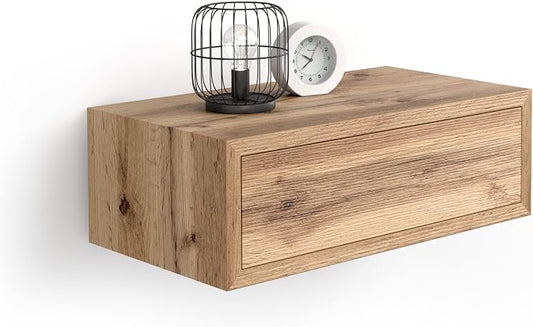 Mobili Fiver, Riccardo Floating nightstand, Rustic Oak, Made in Italy