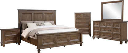 New Classic Furniture Mariana 5-Piece Wood Queen Bedroom Set, Vintage Mocha