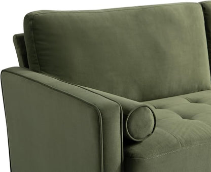 Studio Living® Lexington 75.6" Sofa, Mid-Century Modern, Pocket Coil Comfort, Easy Assembly, Velvet Fabric, Olive Green