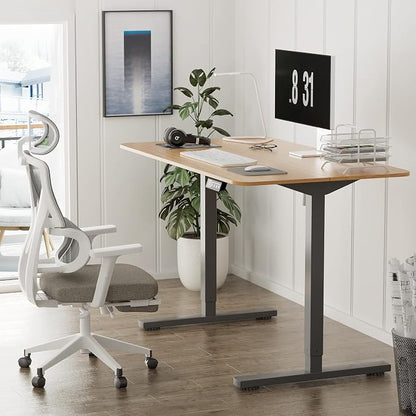 YESHOMY Height Adjustable Electric Standing Desk, 48 inch Computer Table, Home Office Workstation, Black Leg/Natural Top