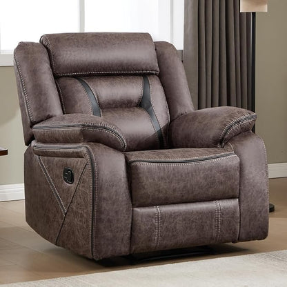 EBELLO Faux Leather Manual Recliner Chair, Modern Design Single Reclining Sofa Chair with Comfortable Armrest and Backrest, Furniture for Living Room, Bedroom, Grey