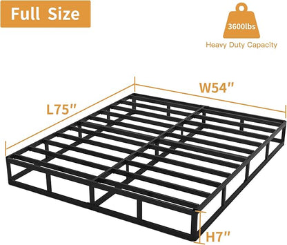 OSASET Full Size Box Spring, 7 Inch Full Size Box Spring Only, 3000 lbs Heavy Duty Metal Frame Mattress Foundation with Fabric Cover, Easy Assembly-Noise Free