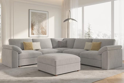EASE MOOSE Oversized Sectional Modular Sofa,v Shape Sectional Couch with Ottoman,Deep Seat Cloud Couch for Living Room，Removable Cover