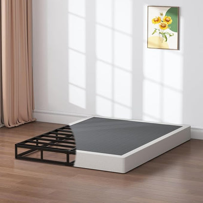 SHLAND 7 Inch Box Spring Full Size Bed Base, 3000 lbs Black Heavy Duty Metal Mattress Foundation with Easy Clean Fabric Cover, Noise Free,Easy Assembly