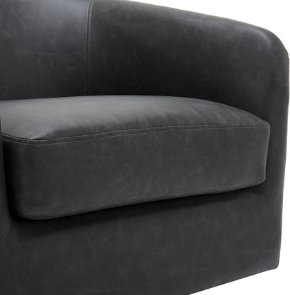 Faux Leather Swivel Accent Chair, Upholstered Barrel Chairs for Living Room, Small Club Chair Modern Single Sofa Bedroom Reading Seat - Black, Set of 4