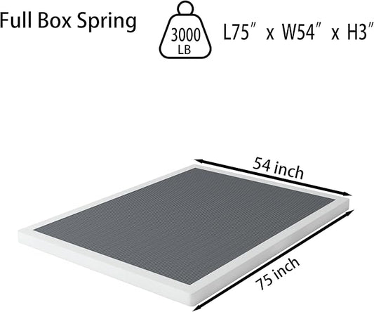 OSASET Low Profile Box Spring Full - 3 Inch Box Spring Full Heavy Duty Bed Foundation Metal Bed Base Easy Assembly