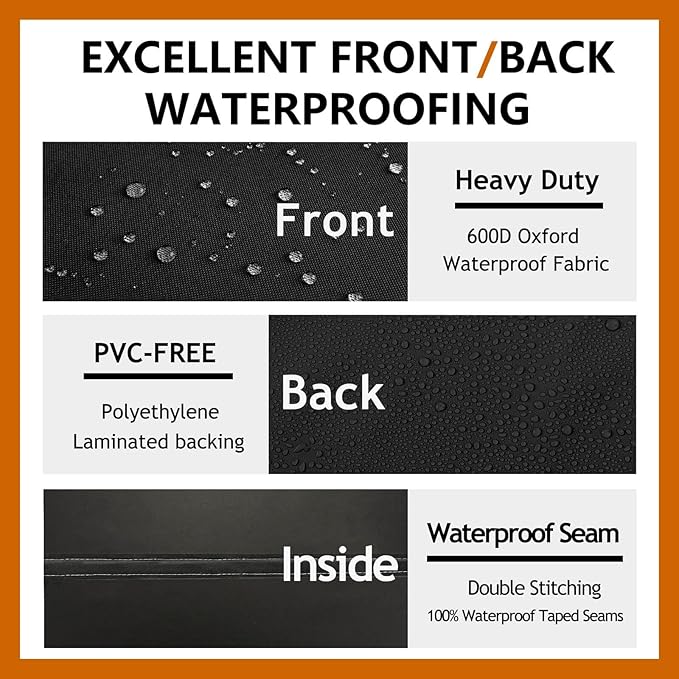 Curved Patio Furniture Cover for Outdoor Sectional Sofa, 96"(65") Reinforced Waterproof 600D Patio Sectional Couch Cover, Lawn Outside Garden Furniture Winter Protective Cover