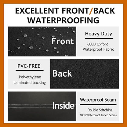 Heavy Duty Outdoor Sectional Sofa Cover, 115"X115" Waterproof 600D Patio Sectional Couch Protector, Lawn Patio Furniture Covers(Midnight Black, V-Shaped-115 x115)