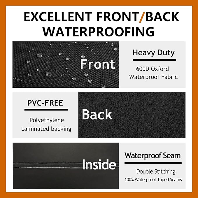 Heavy Duty Outdoor Sectional Sofa Cover, Waterproof 600D Patio Sectional Couch Protector, Lawn Patio Furniture Covers (Midnight Black, V-Shaped-90 x 90")