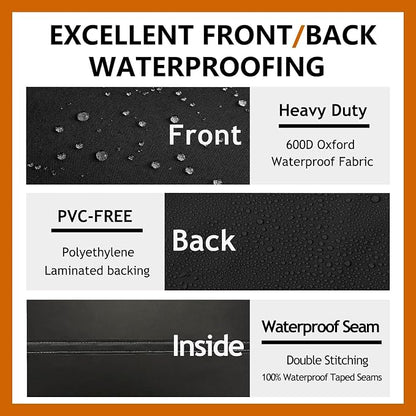 Curved Patio Furniture Cover for Outdoor Sectional Sofa, 190"(128") Reinforced Waterproof 600D Patio Couch Covers, Lawn Outside Garden Furniture Winter Protector-Midnight Black