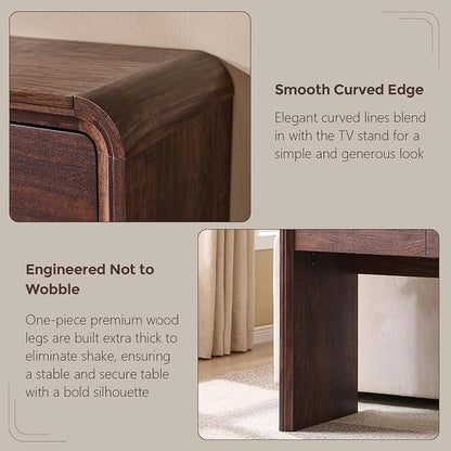Aitjunz 63'' Console Table with 3 Drawers, Modern Entryway Table with Curved Profile Design, Narrow Long Wood Sofa Table Behind Couch Table for Living Room, Hallway, Foyer, Brown
