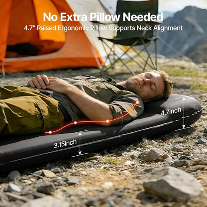 OGERY Self-Inflating Sleeping Pad with Built-in Foot Pump, 3" Memory Camping Mattress Pad, Quiet & 9.5 R-Value Insulated Sleeping Mat Camping Essential Gear for Car Tent Camping