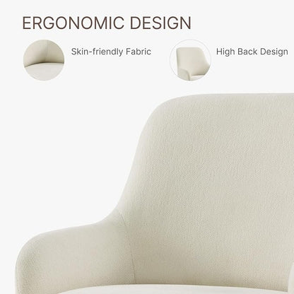 KISLOT Swivel Dining Chairs Set of 2, Mid Century Modern Chairs Fabric Upholstered Armchair with Armrest & Ergonomic Backrest for Dining Room, Kitchen, Bedroom, Living Room, Linen, 2 Boxs