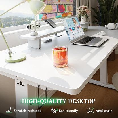 SIAGO Electric Standing Desk Adjustable - 55 x 24 Inch Sit Stand up Desk with 0.8 Inch Thick Tabletop - Adjustable Height Table with 3 Memory Preset, Cable Management for Home Office