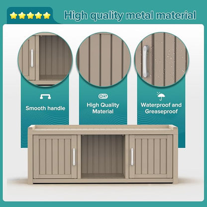 DRATO Outdoor Shoe Storage Cabinet, Waterproof Resin Shoe Storage Bench, Large Shoes Rack Cabinet with 2 Doors for Outdoor Indoor Entryway Hallway Corner Bedroom Porch (Grey, 2 Doors)