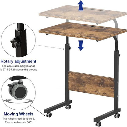 23.6 Inch End Table Computer Desk, Modern Simple Gaming Desk Home Office Desks, Writing Study Table Small Desk, Rustic Brown