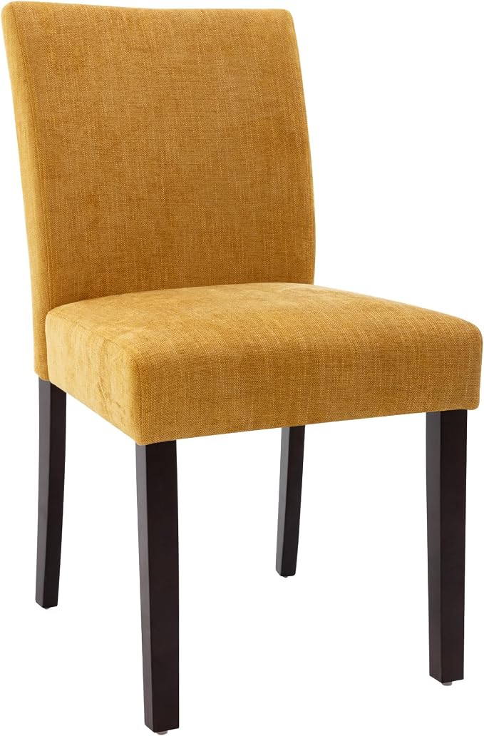 Watson & Whitely Modern Upholstered Dining Chairs, Set of 4, Yellow | Fabric Upholstery, Solid Wood Legs, Low Back, Modern Armless Parsons Style, for Kitchen, Dining Room, Restaurant