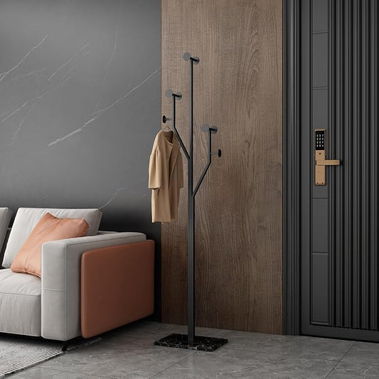 JIAYUEJU Freestanding Coat Rack Tree-shaped Metal Coat Tree with Heavy Duty Marble Base Corner Clothing Rack for Bedroom Entryway Hallway 14.96 x 10.24 x 68.9 Inches (Black)