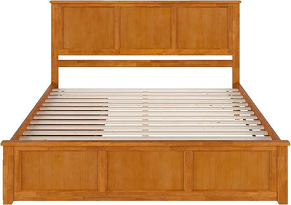 AFI, Madison King Solid Wood Platform Bed with Matching Footboard & Storage Drawers, Light Toffee