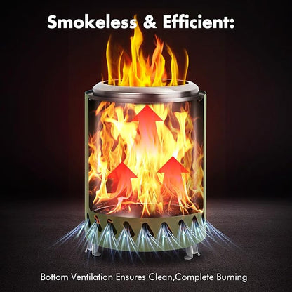 9.7 x 7.1 Inch Tabletop Fire Pit by AmazStove, Low Smoke Camping Stove for Outdoor Safe Burning Firepits, Fueled Pellets or Wood, Travel Bag Included (Green, 9.7 x 7.1 INCH)