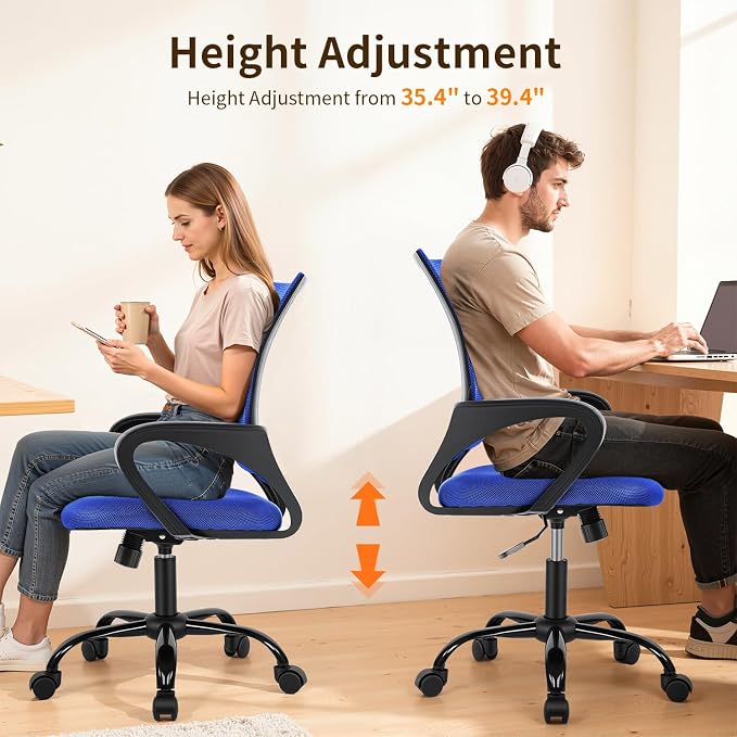 BestOffice Office Chair Ergonomic Cheap Desk Chair Mesh Computer Chair Lumbar Support Modern Executive Adjustable Stool Rolling Swivel Chair for Back Pain (Blue)