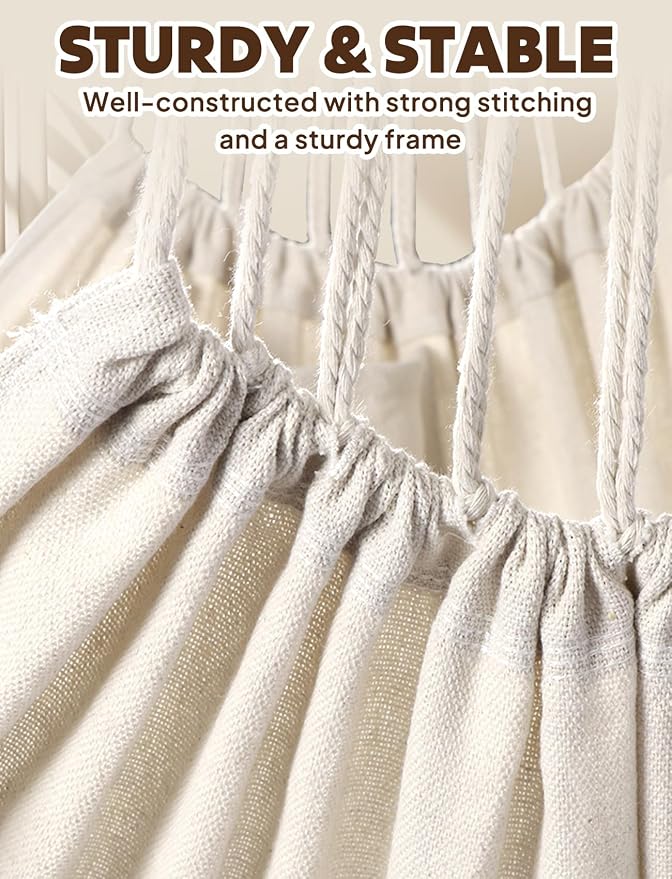 Chihee Hammock Chair Hanging Swing 2 Pillows Included,Strong Webbing Straps and Hooks for Easy Hanging Soft Cotton Hanging Chair Side Pocket Tassel Chair Comfort Indoor Outdoor