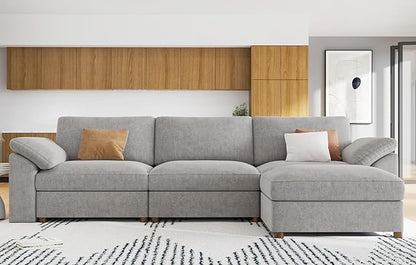 EASE MOOSE Oversized L Shape Sectional Modular Sofa,Wide Deep seat Sectional Sofa,Comfortable Grey Cloud Modular Sofa