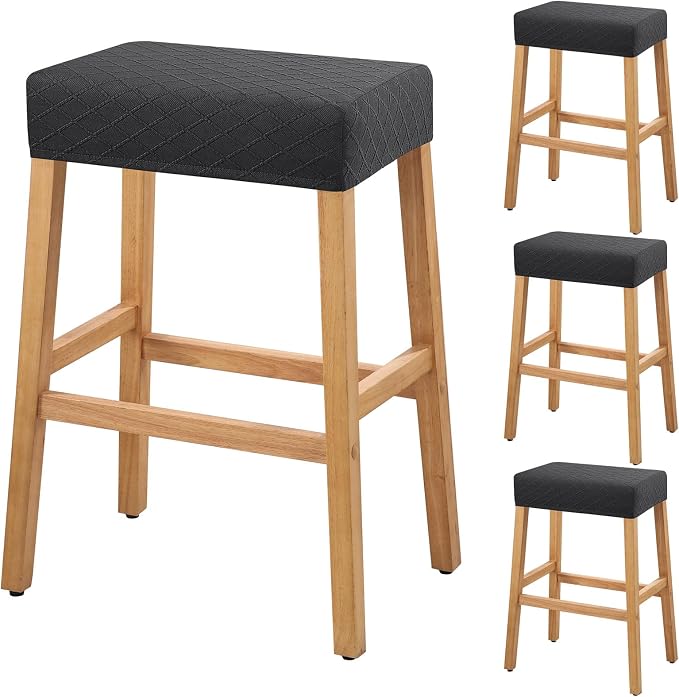 YISUN Stool Covers Rectangle - 4 Pack Stretch Waterproof Saddle Seat Cover Counter Bar Stools Bar Chairs Covers Kitchen Island Chairs Cushion Protector