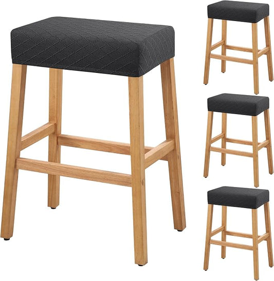 YISUN Stool Covers Rectangle - 4 Pack Stretch Waterproof Saddle Seat Cover Counter Bar Stools Bar Chairs Covers Kitchen Island Chairs Cushion Protector