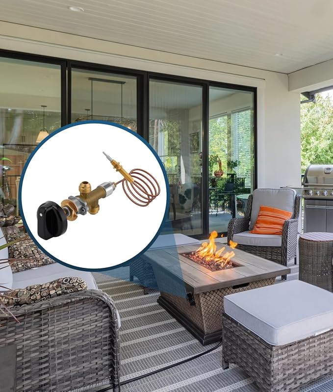 WADEO Low Pressure LPG Propane Gas Fireplace Fire Pit Flame Failure Safety Control Valve Kit, Low Pressure Propane Fire Pit Replacement Part with 3/8" Flare Inlet & Outlet